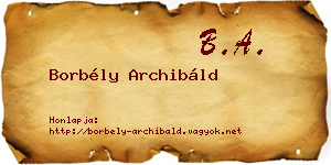 Borbély Archibáld névjegykártya